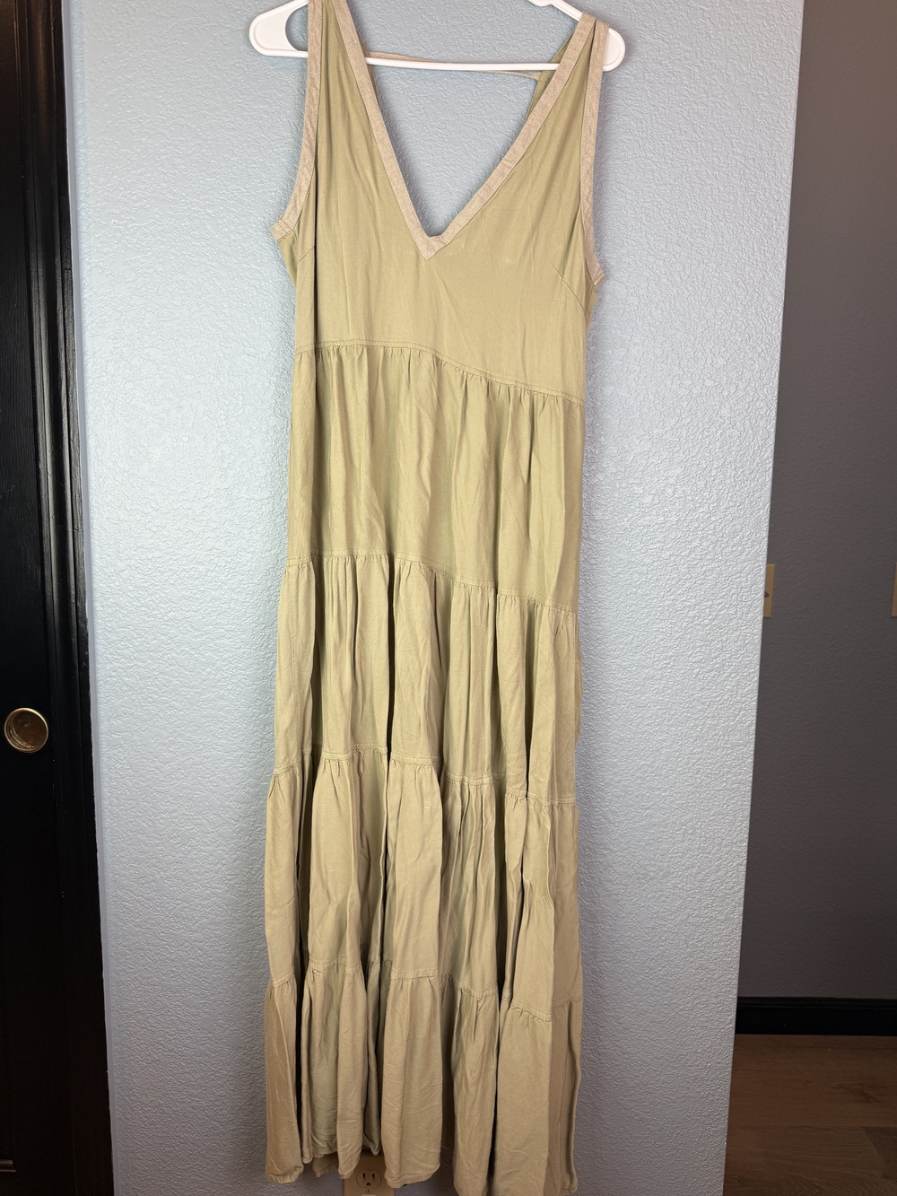 Chintamani Dress Womens Medium Maxi Sleeveless Tiered Boho Bamboo